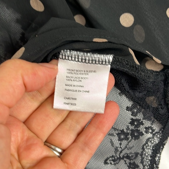 Ged London Polk Dot and Patterned Sheer Mesh-Lace Sheer Long-Sleeved Shirt - Picture 6 of 9